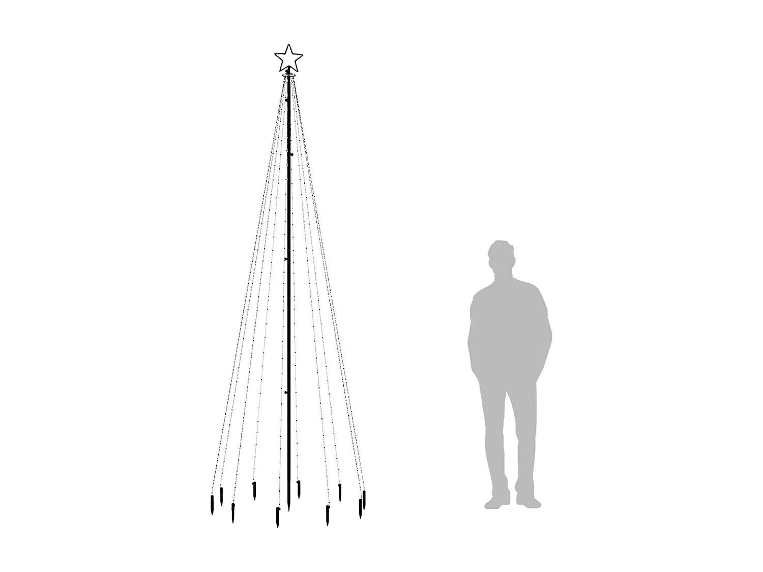 Sapin de Noël avec piquet Blanc chaud 310 LED 300 cm
