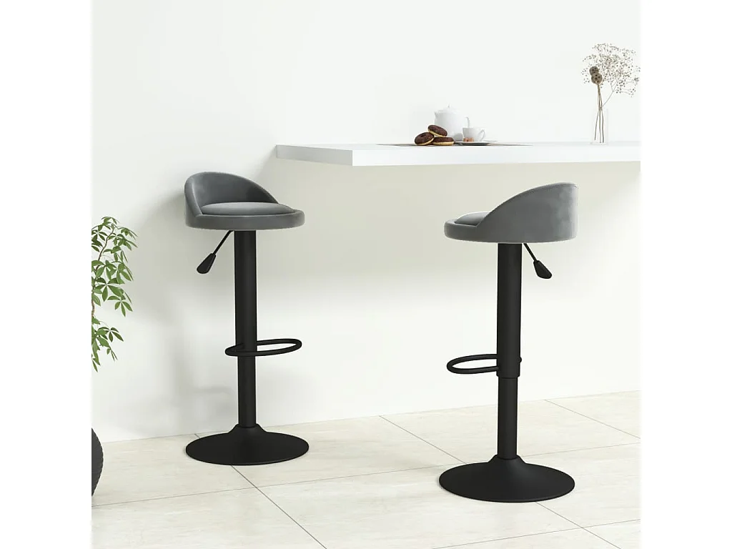Tabourets de bar lot de 2 gris foncé velours