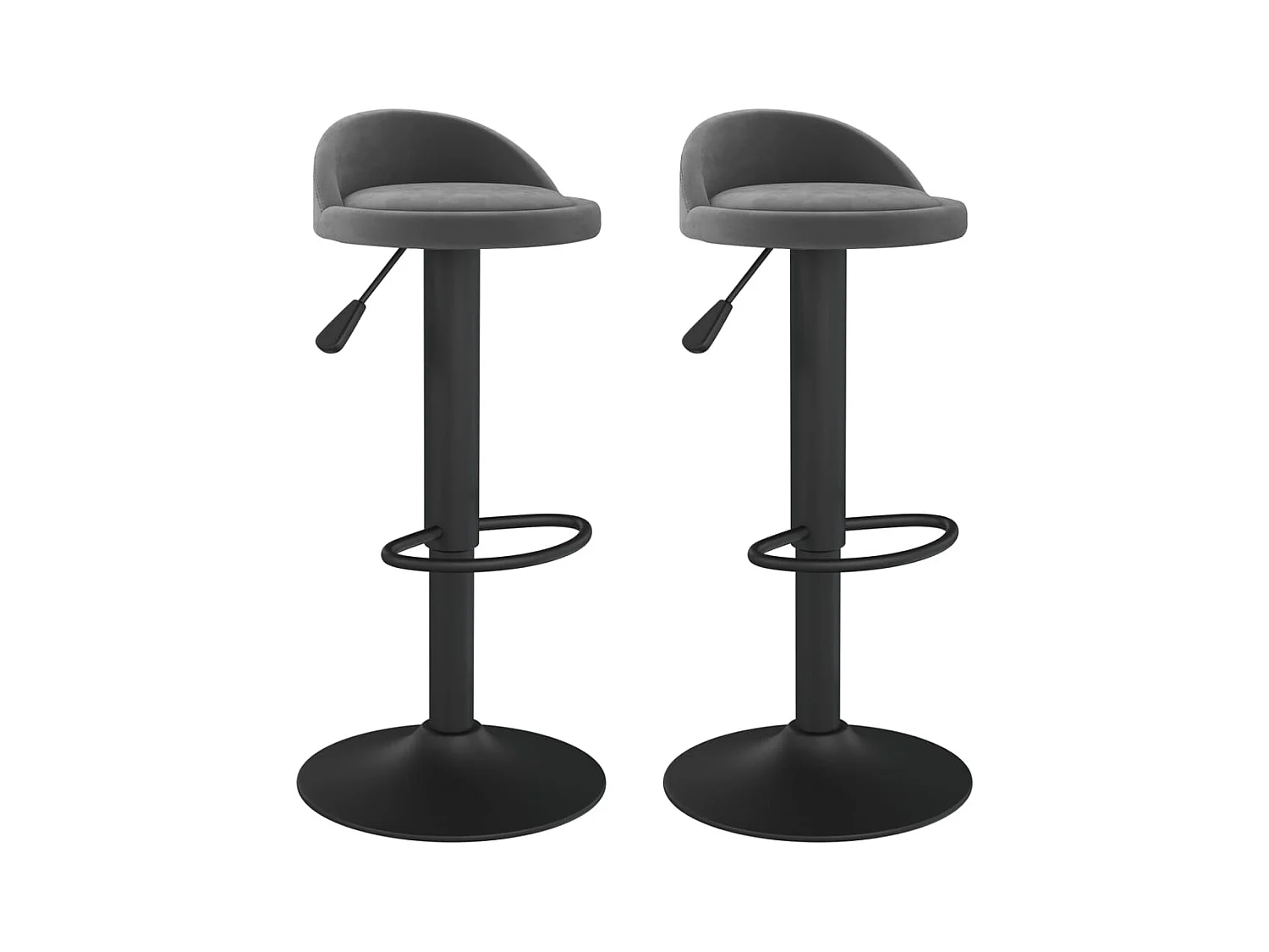 Tabourets de bar lot de 2 gris foncé velours