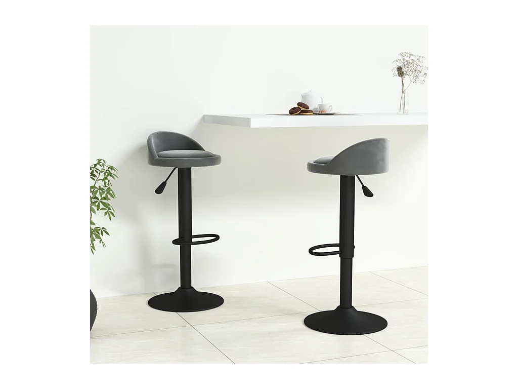 Tabourets de bar lot de 2 gris foncé velours