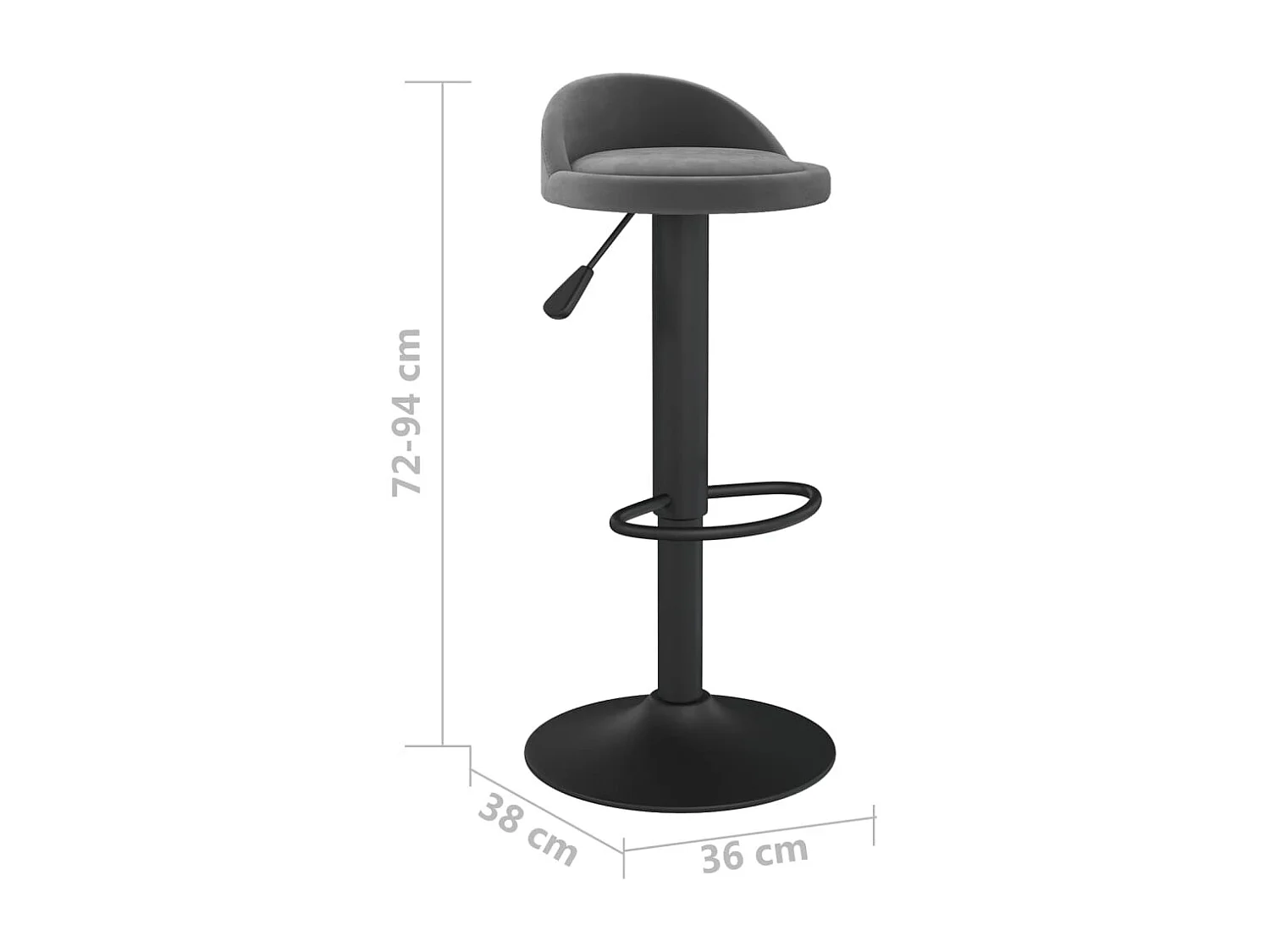 Barhocker 2 Stk. Dunkelgrau Samt