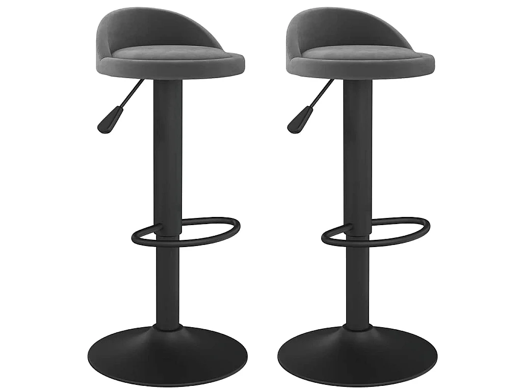 Tabourets de bar lot de 2 gris foncé velours