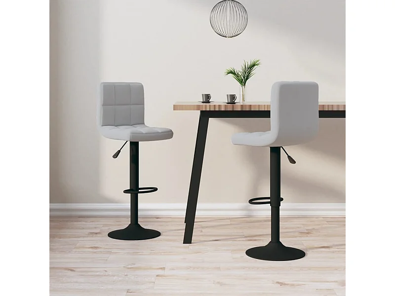 Tabourets de bar lot de 2 gris clair velours