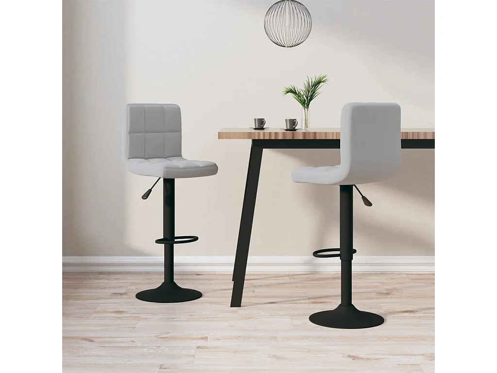 Tabourets de bar lot de 2 gris clair velours