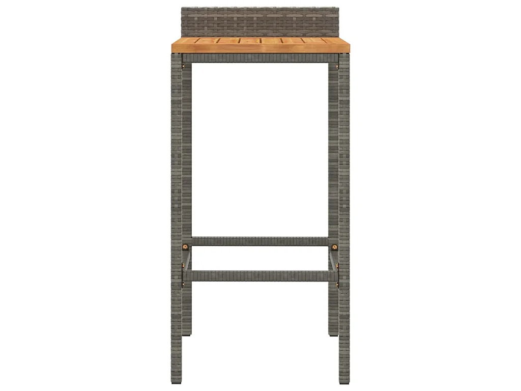 Tabourets de bar lot de 2 gris résine tressée et bois d'acacia