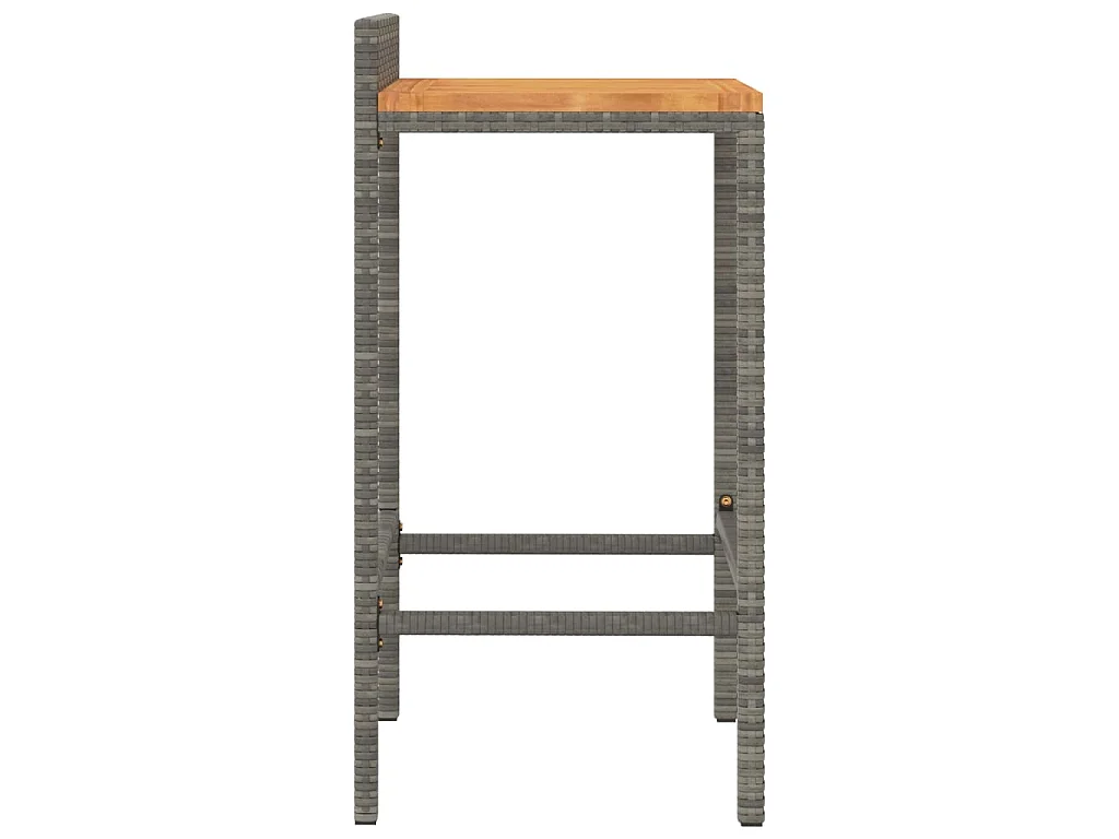 Tabourets de bar lot de 2 gris résine tressée et bois d'acacia