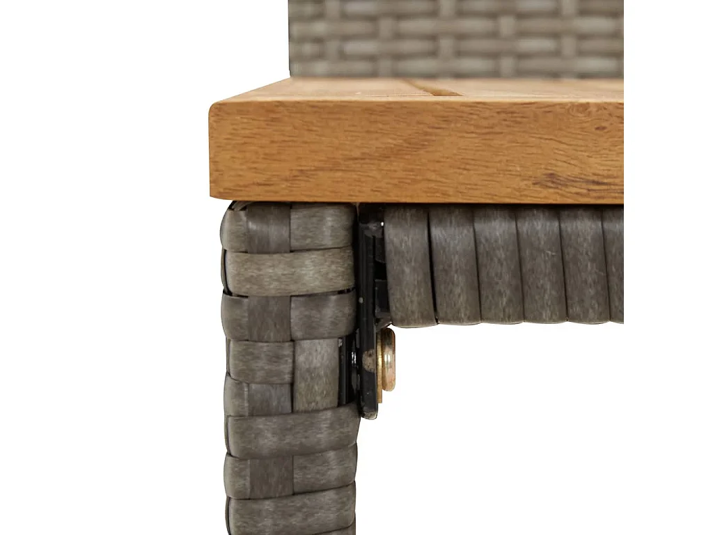 Sgabelli da Bar 2pz Grigi Polyrattan e Legno Massello di Acacia