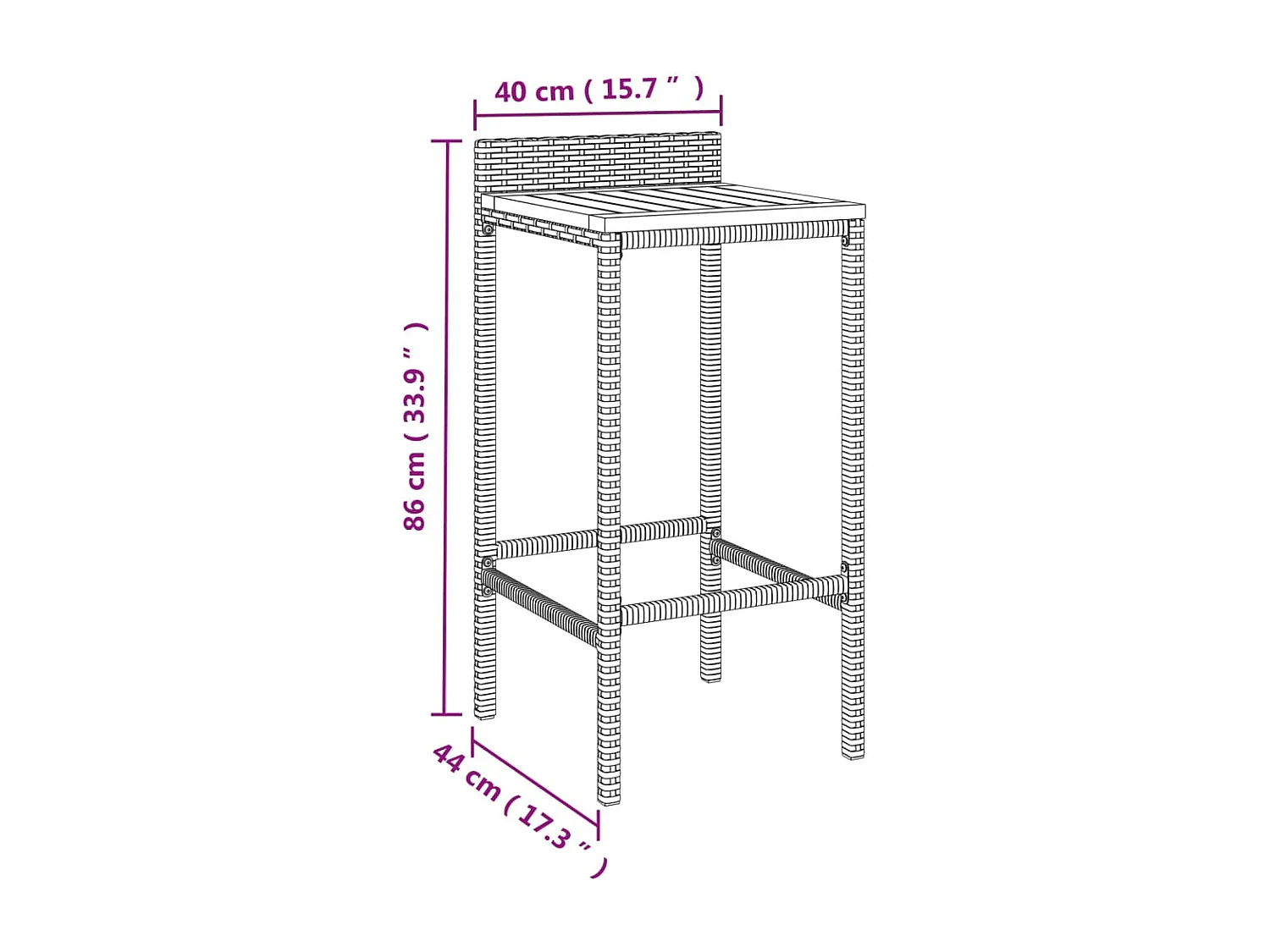 Barhocker 4 Stk. Schwarz Poly Rattan und Massivholz Akazie