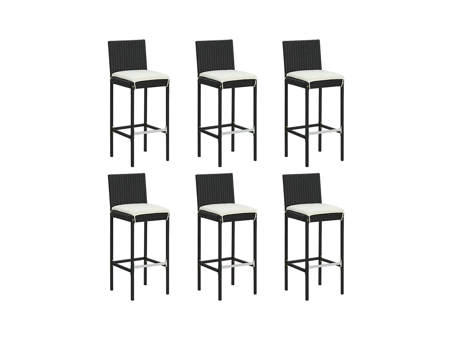 Tabourets de bar avec coussins lot de 6 noir résine tressée