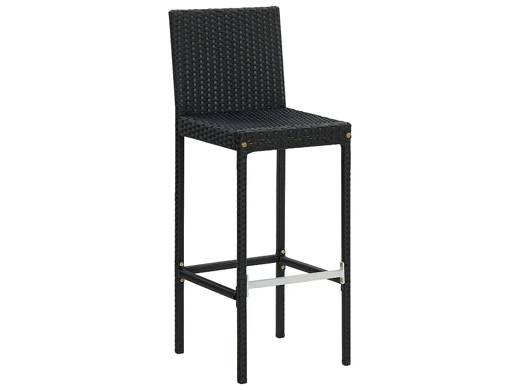 Sgabelli da Bar con Cuscini 6 pz in Polyrattan Nero