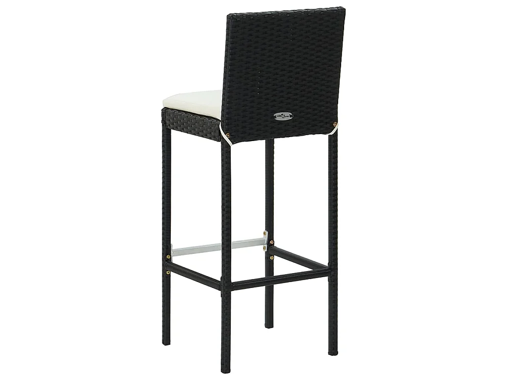 Sgabelli da Bar con Cuscini 6 pz in Polyrattan Nero