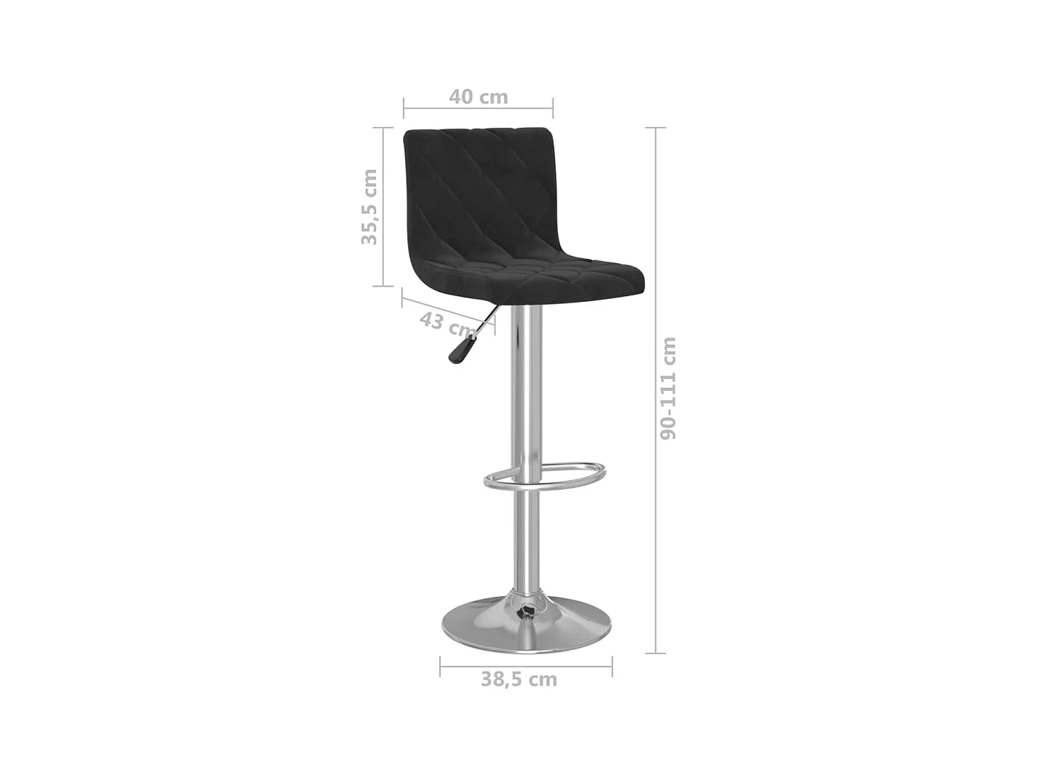 Tabourets de bar lot de 2 noir velours