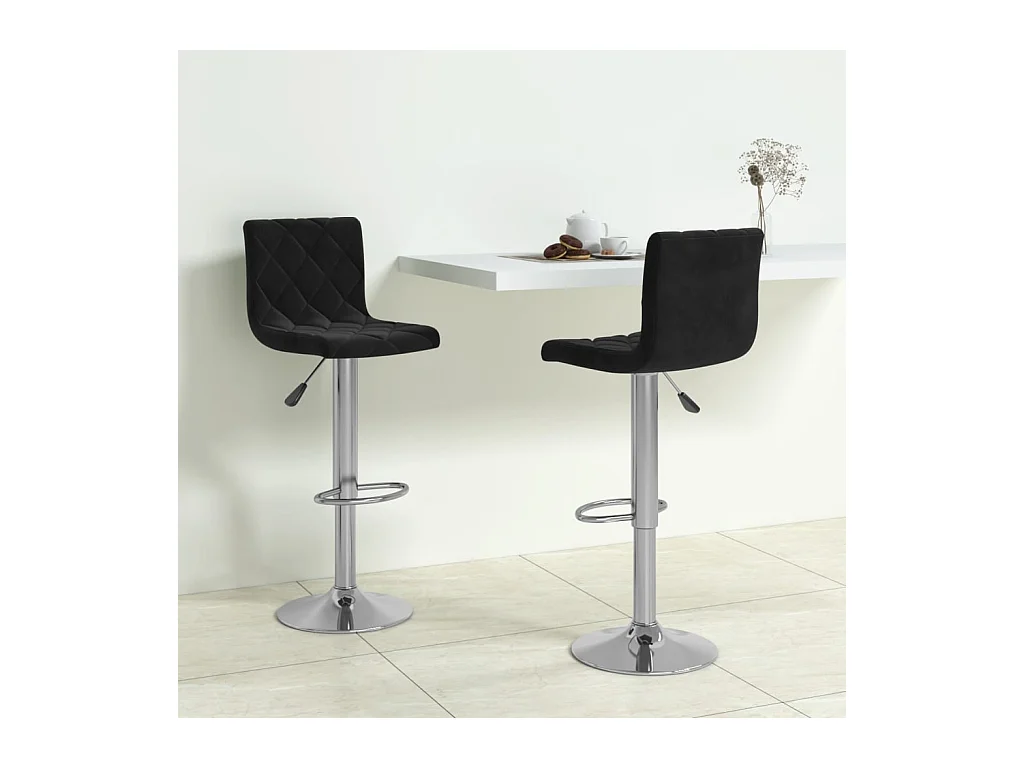 Tabourets de bar lot de 2 noir velours