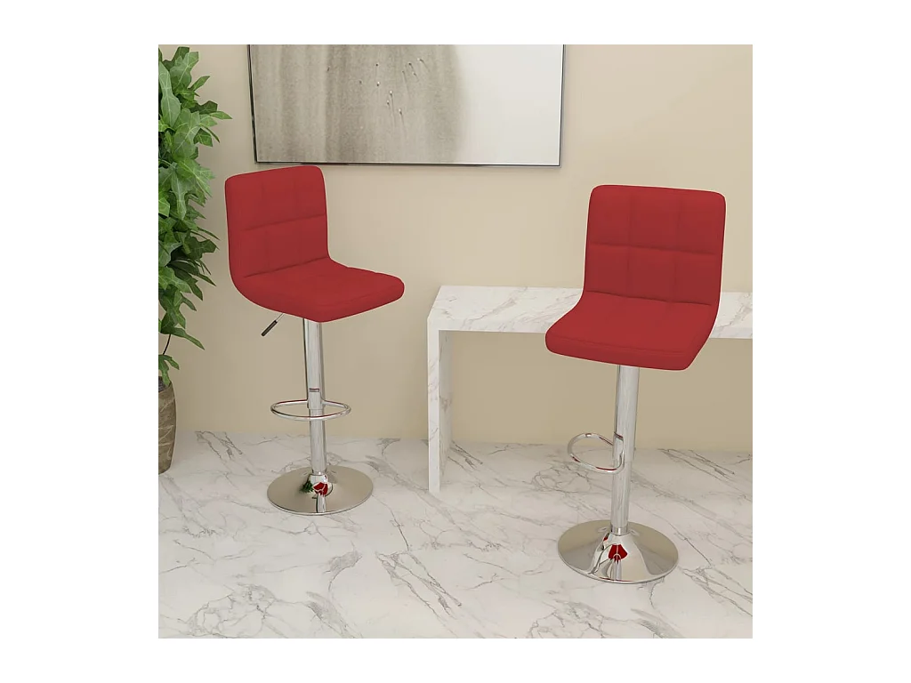 Tabourets de bar lot de 2 rouge bordeaux tissu
