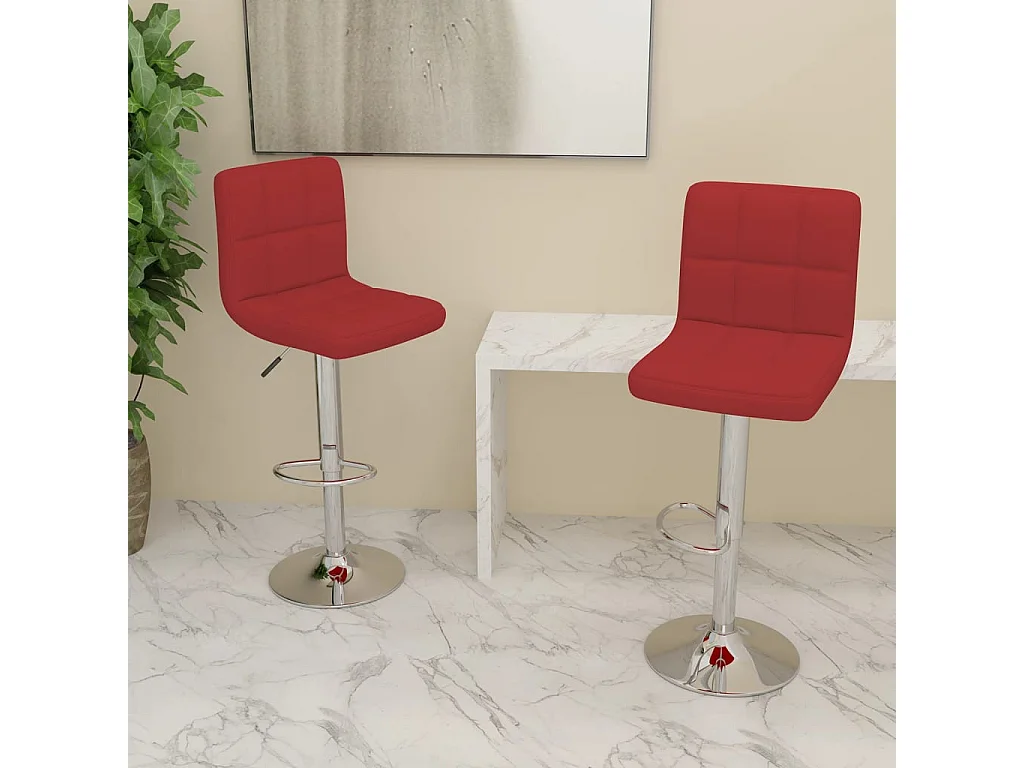 Tabourets de bar lot de 2 rouge bordeaux tissu
