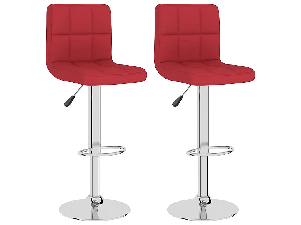Tabourets de bar lot de 2 rouge bordeaux tissu