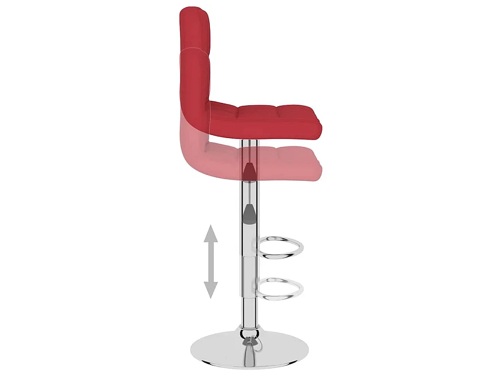 Tabourets de bar lot de 2 rouge bordeaux tissu