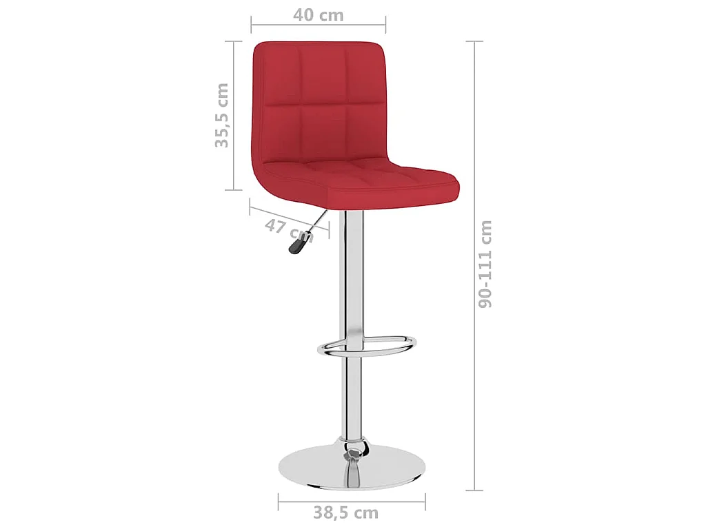 Tabourets de bar lot de 2 rouge bordeaux tissu