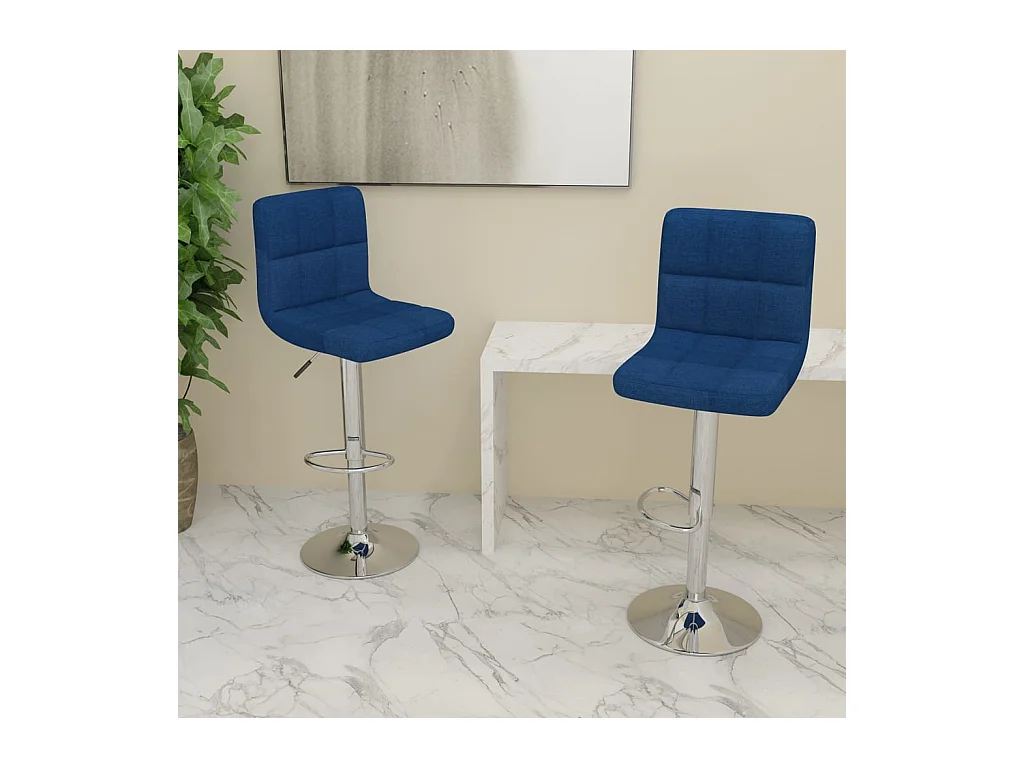 Tabourets de bar lot de 2 bleu tissu