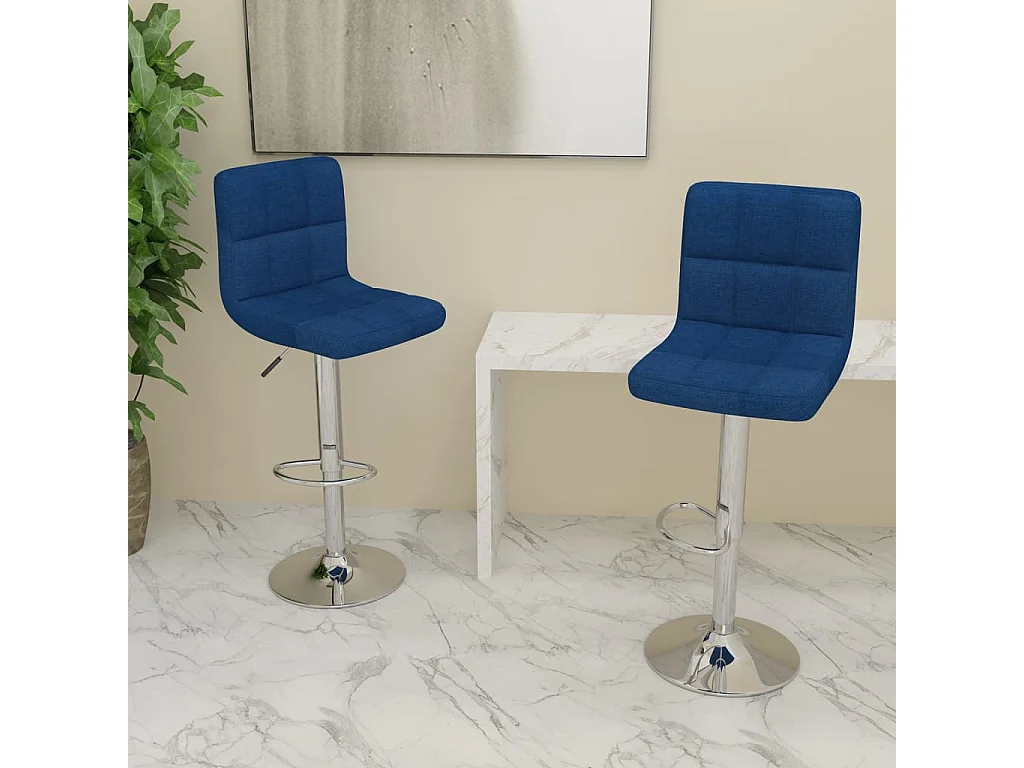 Barhocker 2 Stk. Blau Stoff