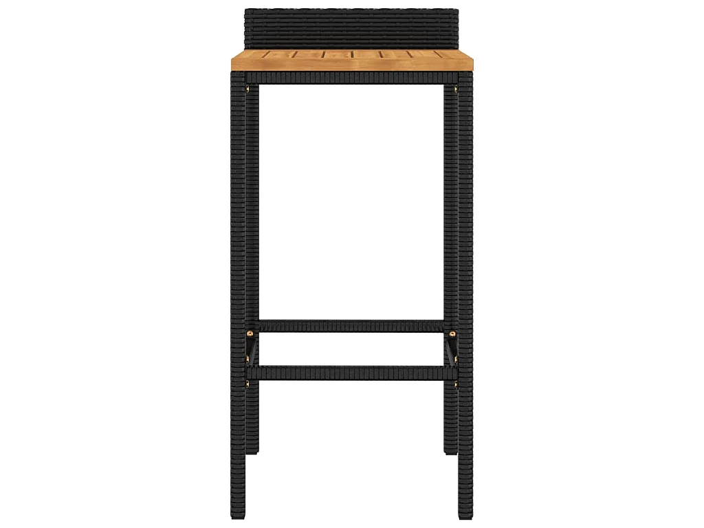 Barkrukken 2 st poly rattan en massief acaciahout zwart