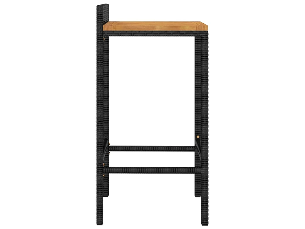 Barkrukken 2 st poly rattan en massief acaciahout zwart