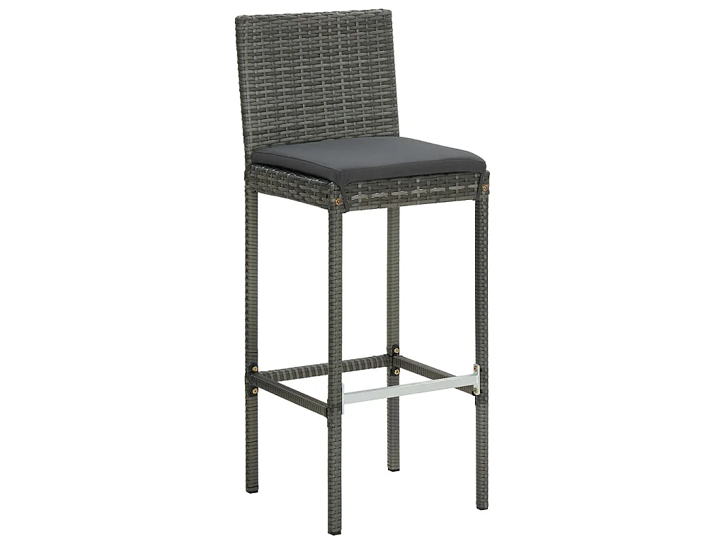 Barhocker mit Kissen 6 Stk. Grau Poly Rattan