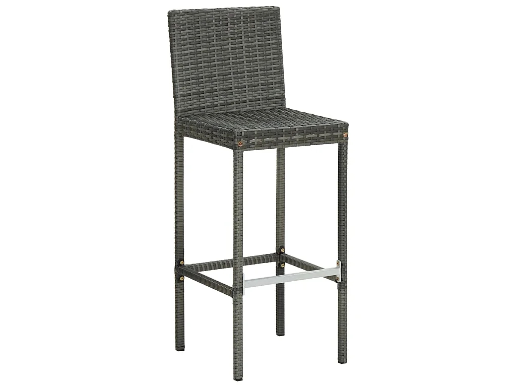 Barhocker mit Kissen 6 Stk. Grau Poly Rattan