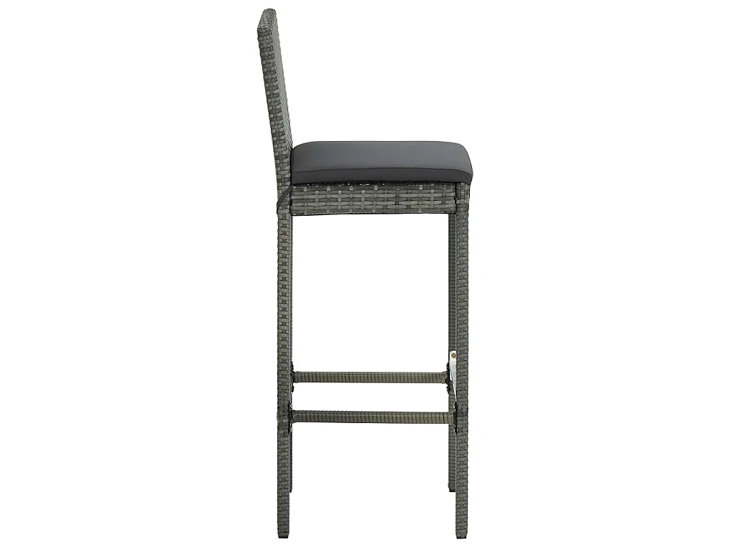 Barhocker mit Kissen 6 Stk. Grau Poly Rattan