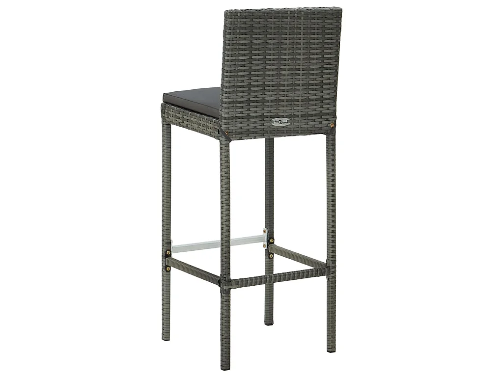 Barhocker mit Kissen 6 Stk. Grau Poly Rattan