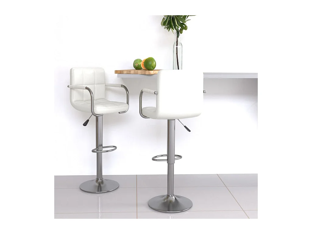 Tabourets de bar lot de 2 blanc similicuir