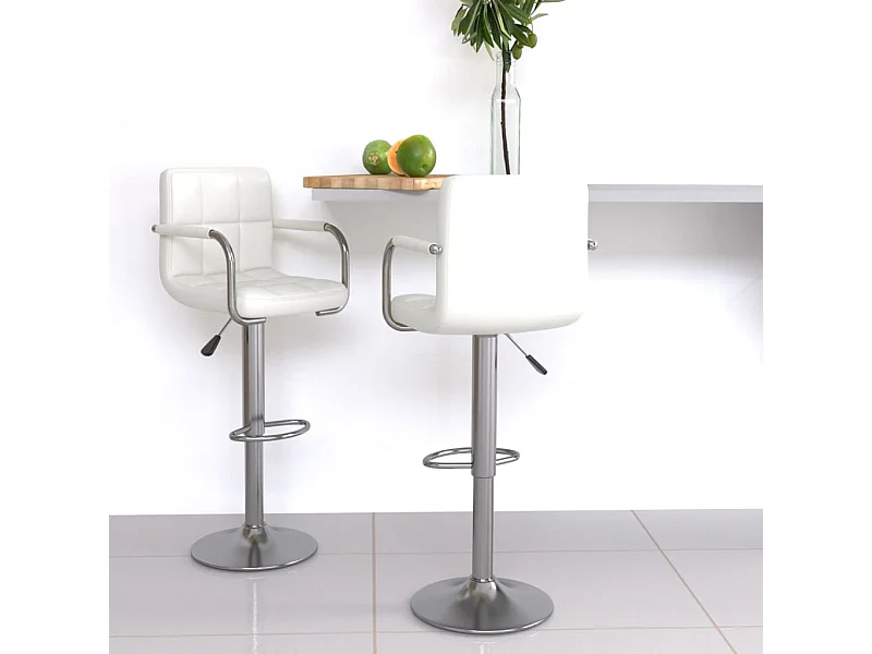 Tabourets de bar lot de 2 blanc similicuir