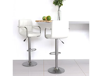 Barhocker 2 Stk. Weiß Kunstleder