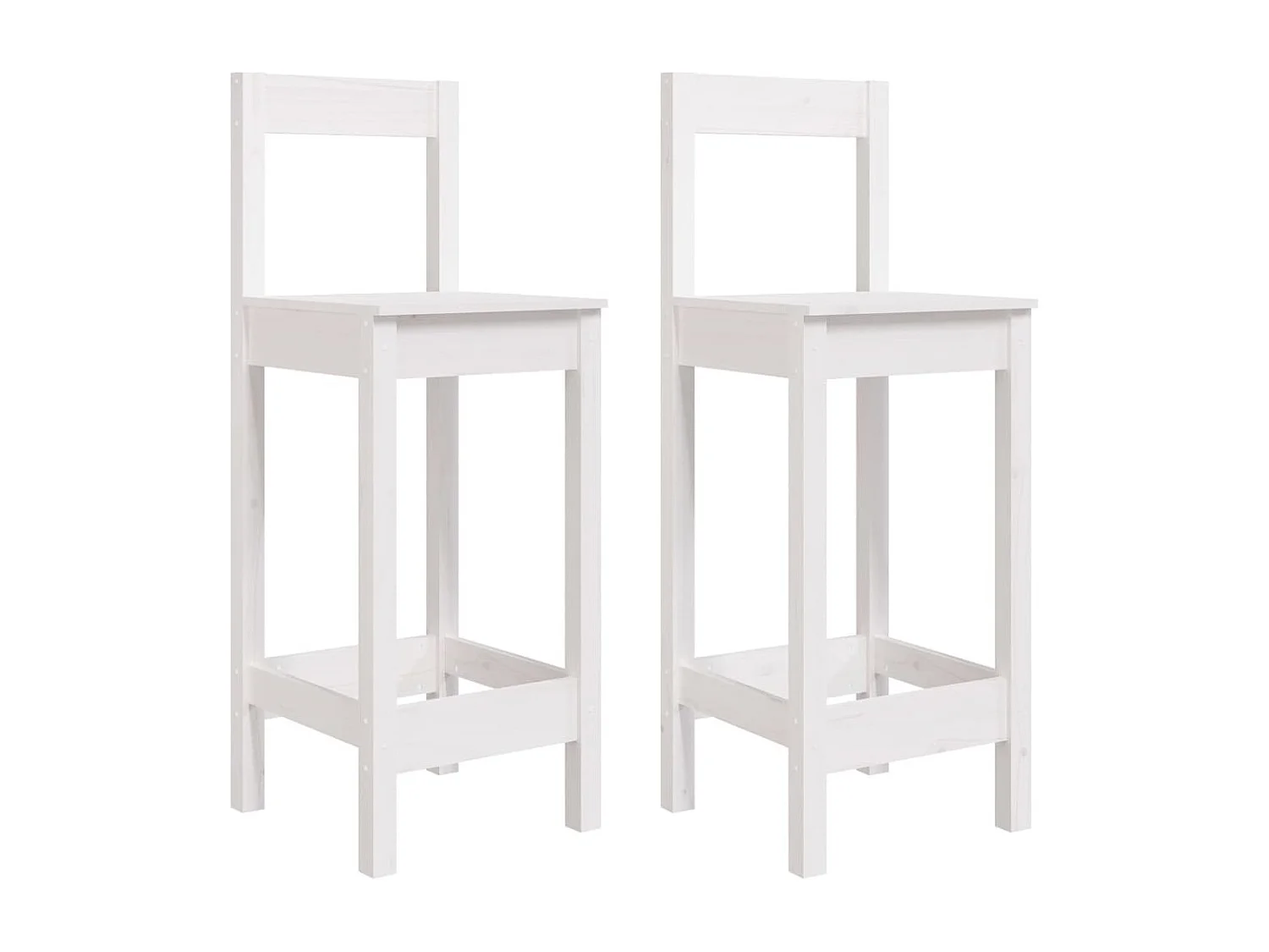 Tabourets de bar lot de 2 blanc 40x41,5x112 cm bois massif pin