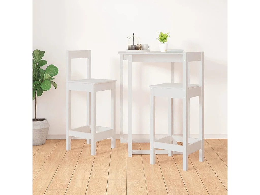 Tabourets de bar lot de 2 blanc 40x41,5x112 cm bois massif pin