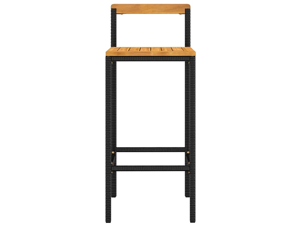 Tabourets de bar lot de 4 noir résine tressée et bois d'acacia