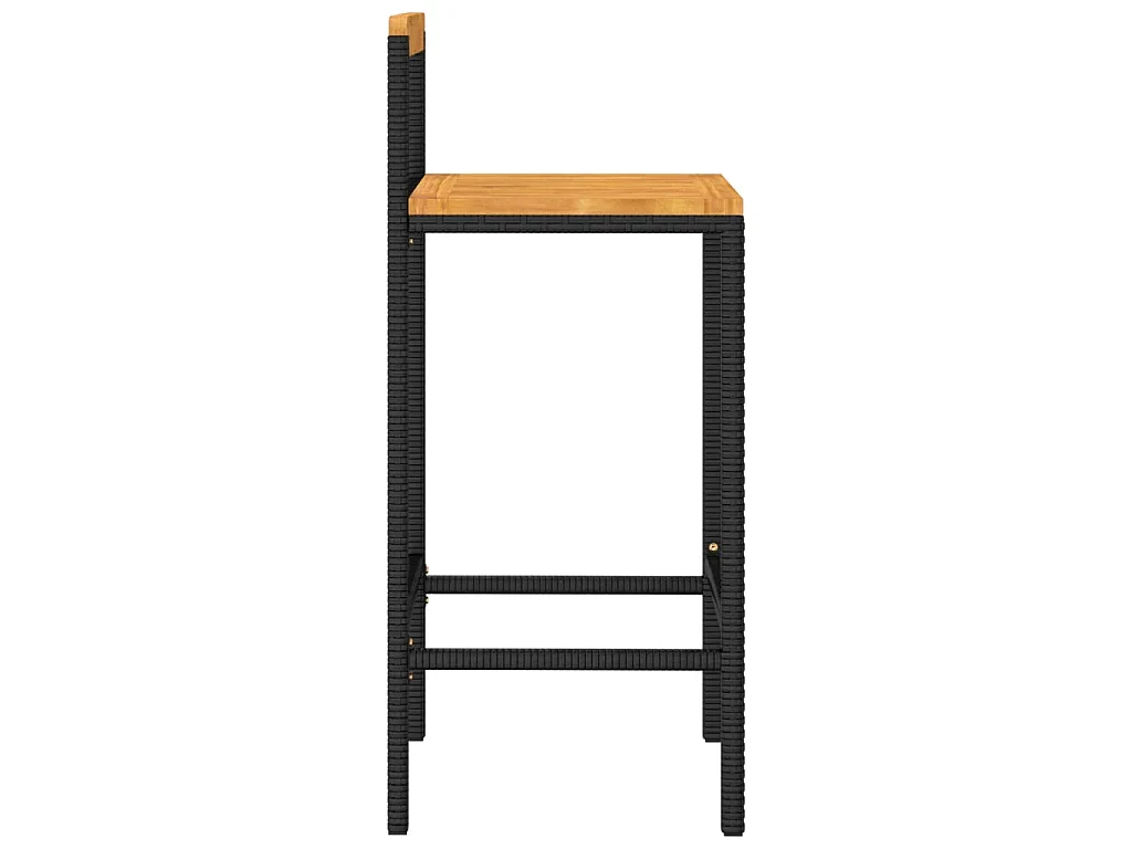 Tabourets de bar lot de 4 noir résine tressée et bois d'acacia