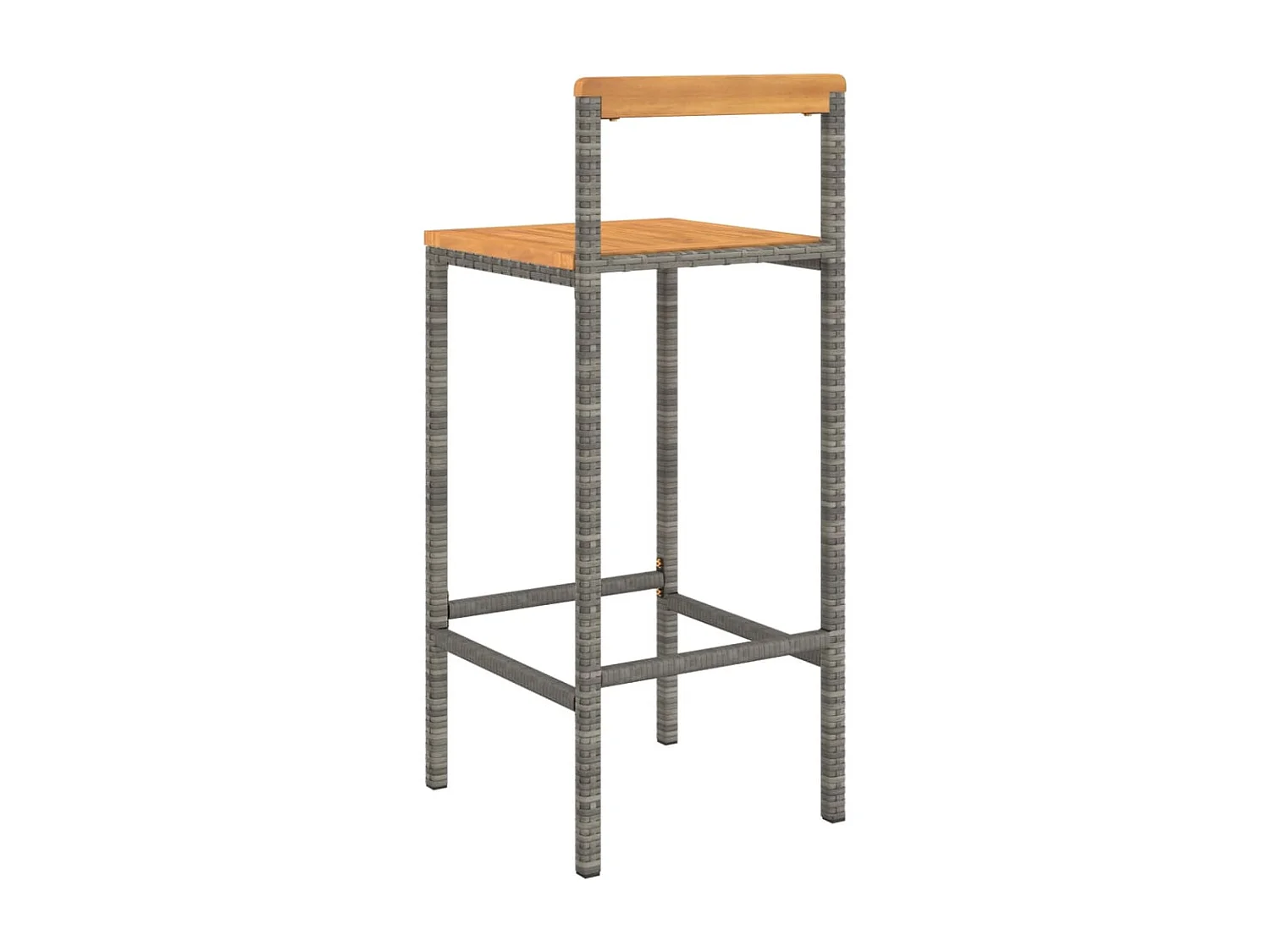 Barkrukken 2 st poly rattan en massief acaciahout grijs