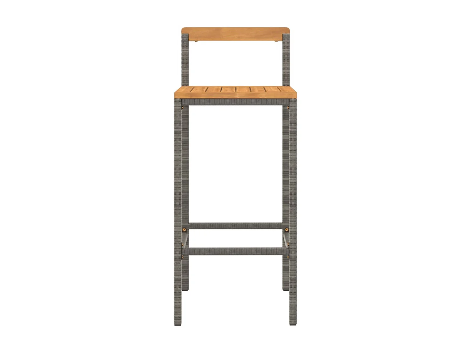 Barhocker 2 Stk. Grau Poly Rattan und Massivholz Akazie