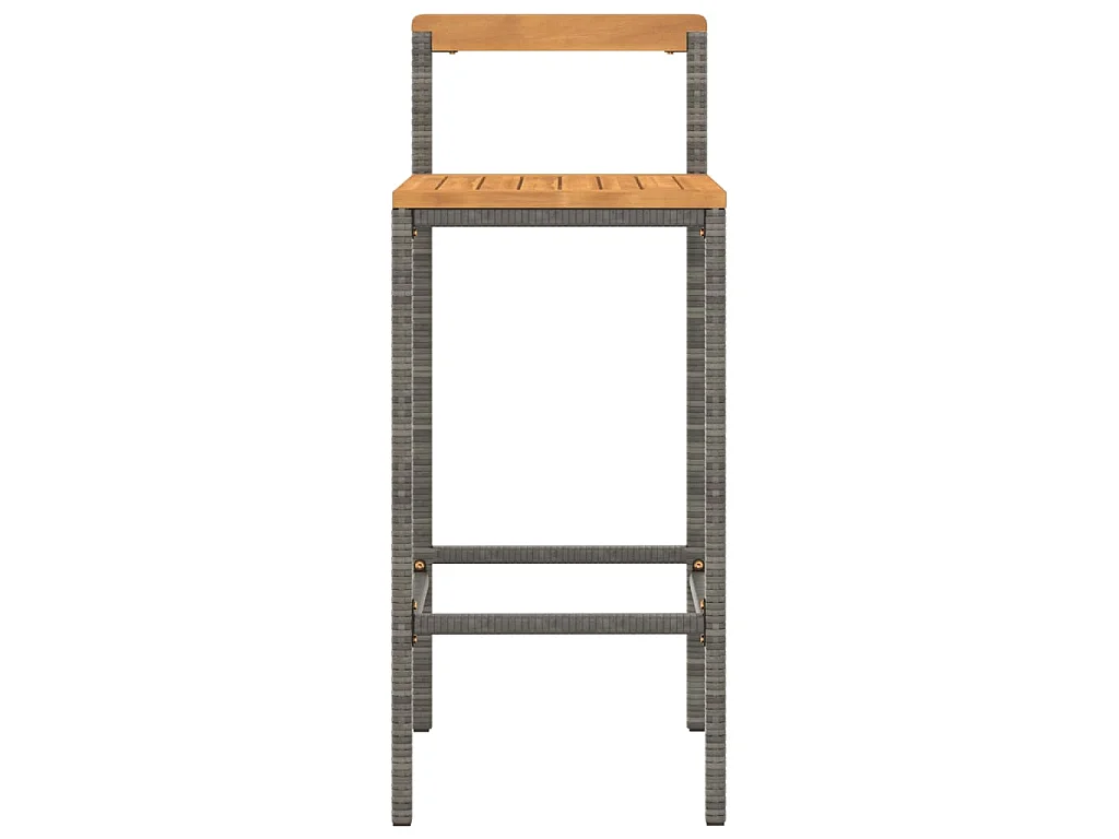 Barhocker 2 Stk. Grau Poly Rattan und Massivholz Akazie