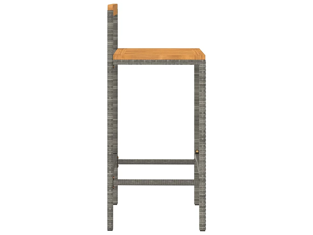 Barhocker 2 Stk. Grau Poly Rattan und Massivholz Akazie