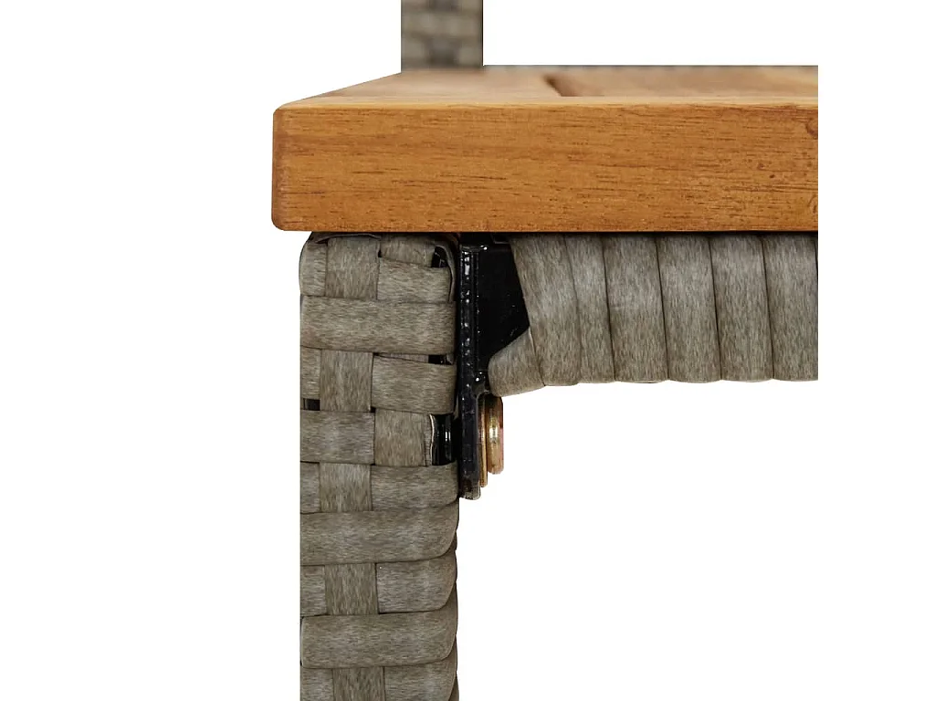 Barhocker 2 Stk. Grau Poly Rattan und Massivholz Akazie