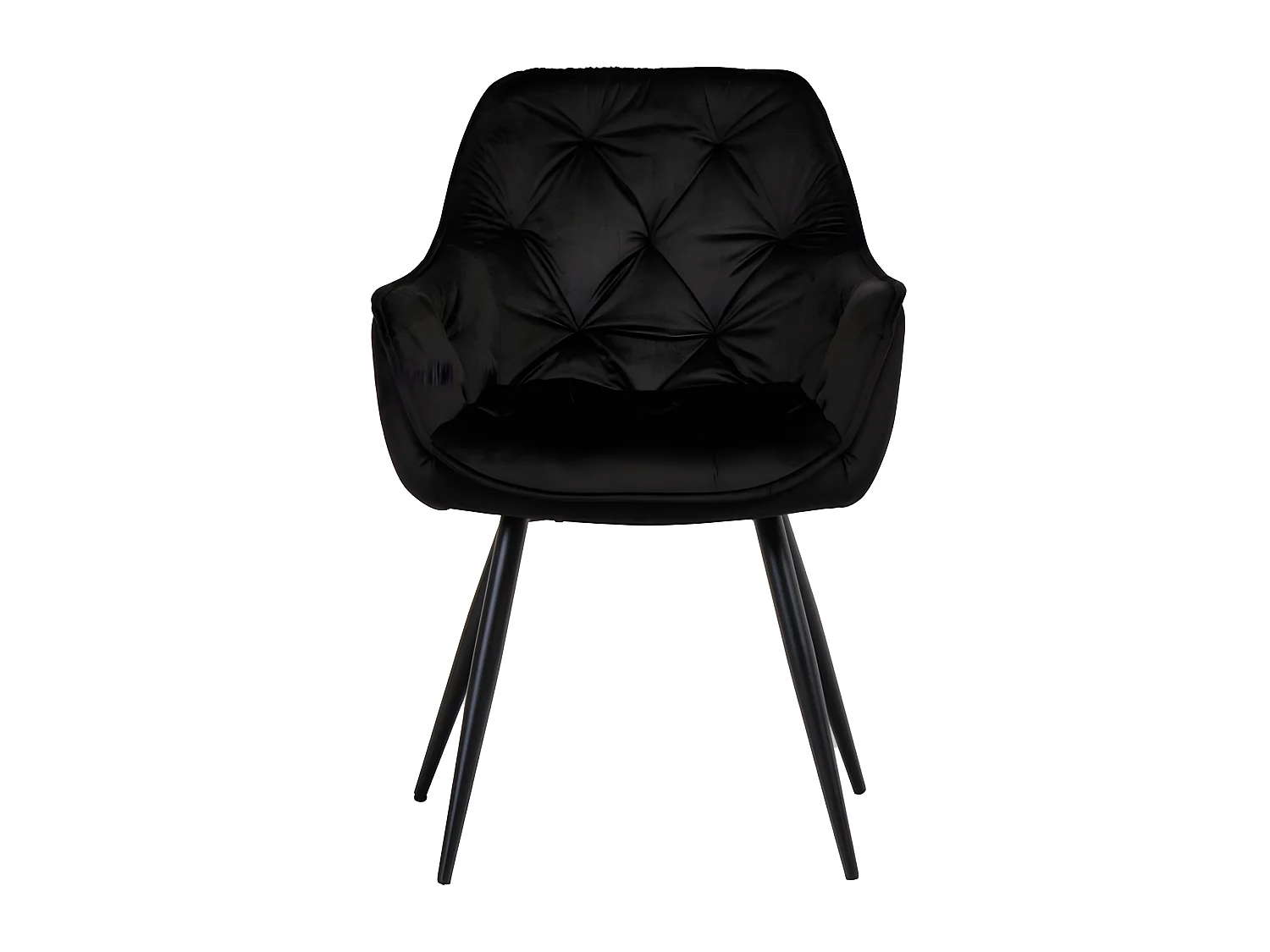 Lot de 2 chaises matelassées en velours noir avec accoudoirs - STERN