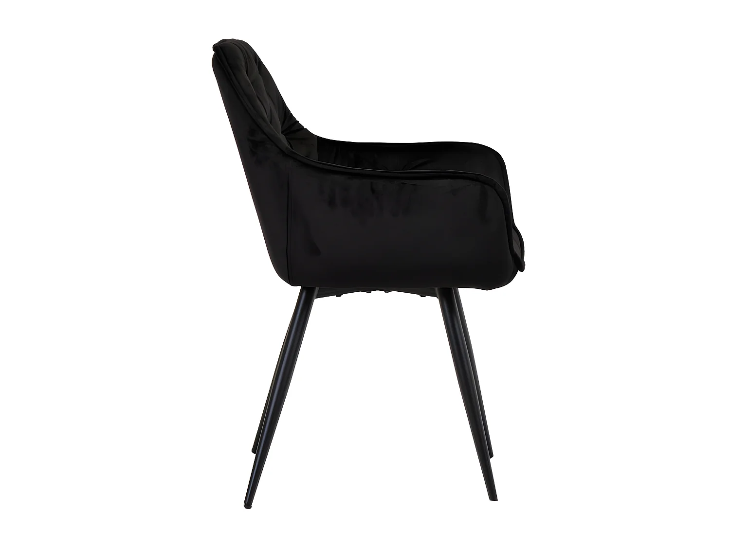 Lot de 2 chaises matelassées en velours noir avec accoudoirs - STERN