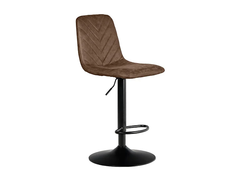 Tabouret de bar réglable en microfibre marron pied métal noir - COBY