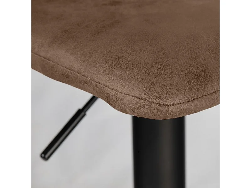 Tabouret de bar réglable en microfibre marron pied métal noir - COBY