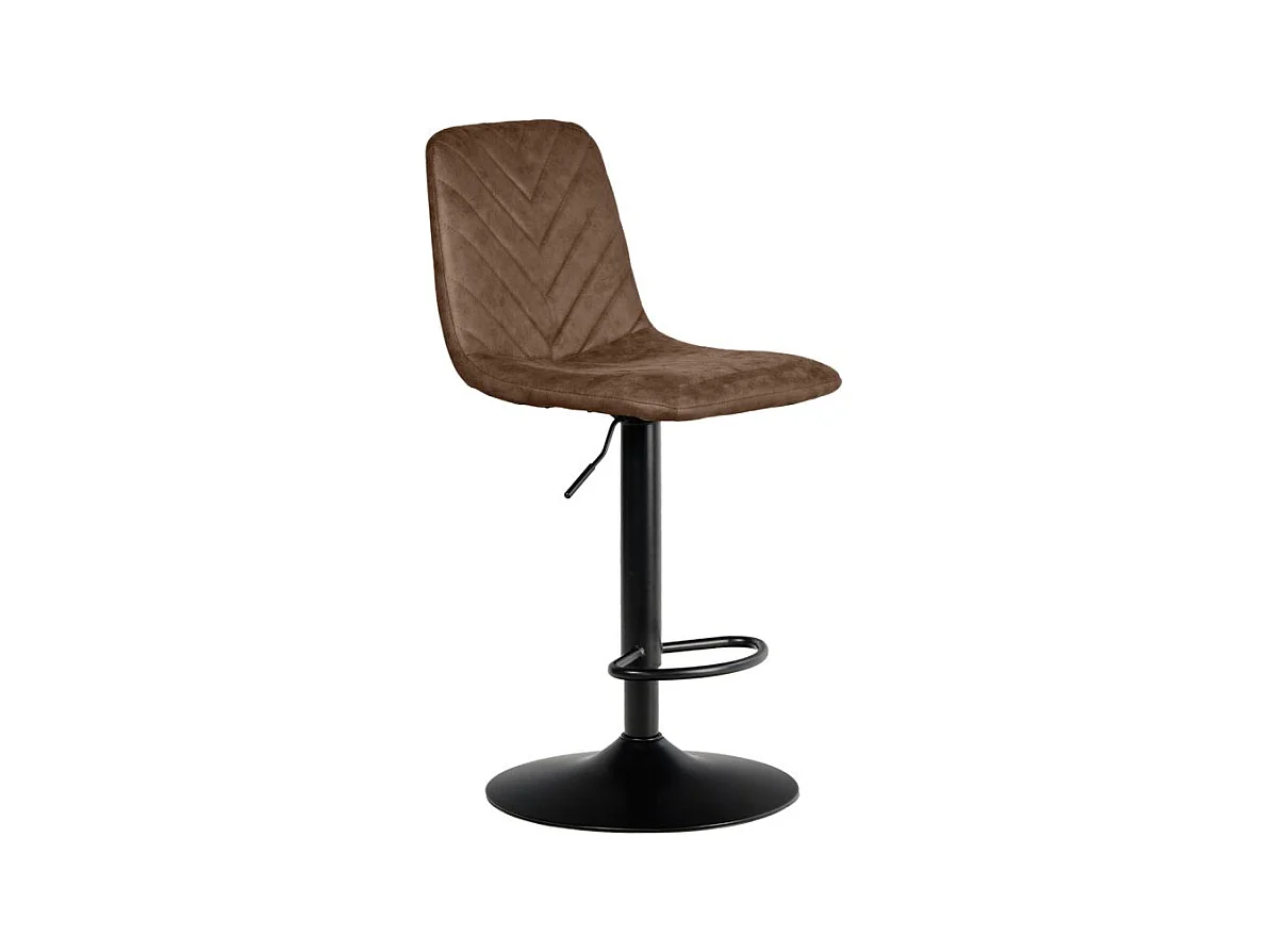 Tabouret de bar réglable en microfibre marron pied métal noir - COBY
