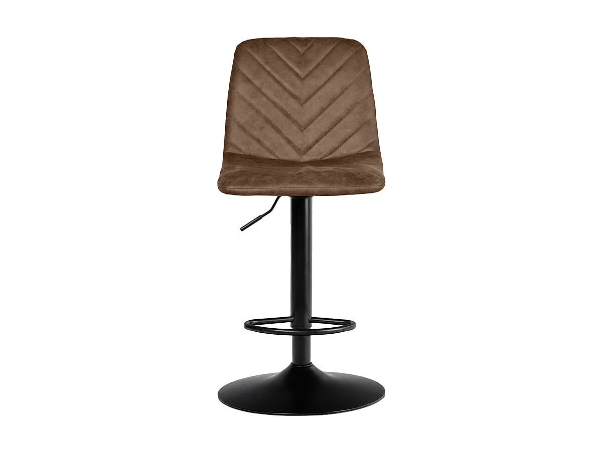Tabouret de bar réglable en microfibre marron pied métal noir - COBY