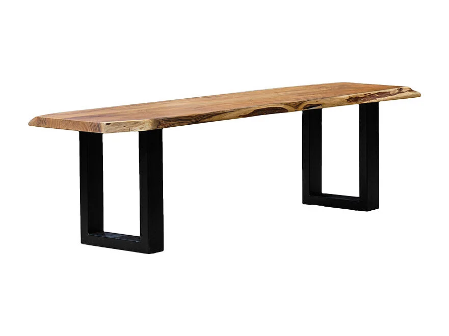 Banc 170 cm en bois d'acacia massif et pieds luge métal noir - OTTAWA