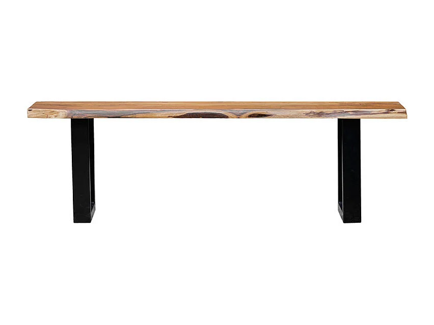 Banc 170 cm en bois d'acacia massif et pieds luge métal noir - OTTAWA